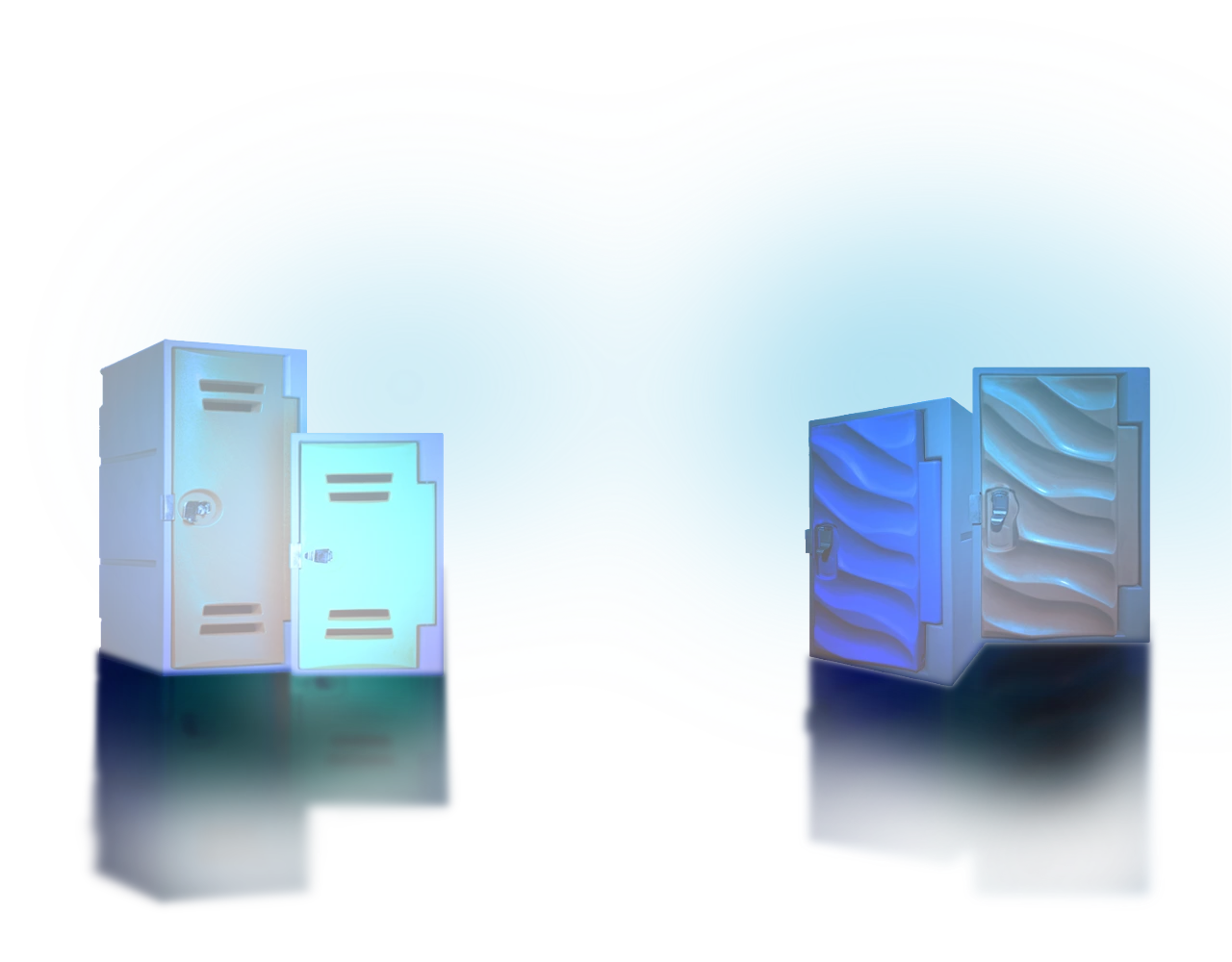 Cuatro lockers de plástico modernos